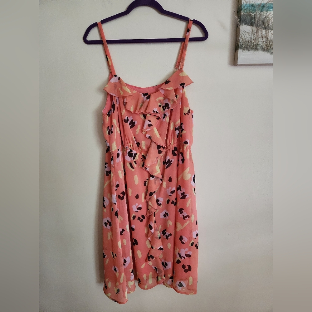 Lane Bryant Womens Midi Dress Coral Peach 14/16 XL